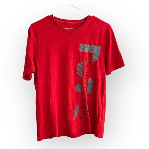 Michael Kors Red and Gray Short Sleeve Tee graphic logo men’s medium - Picture 1 of 5